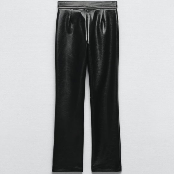 Nwt Zara Faux leather zippered pants/ Zara black evening pants - Picture 2 of 7